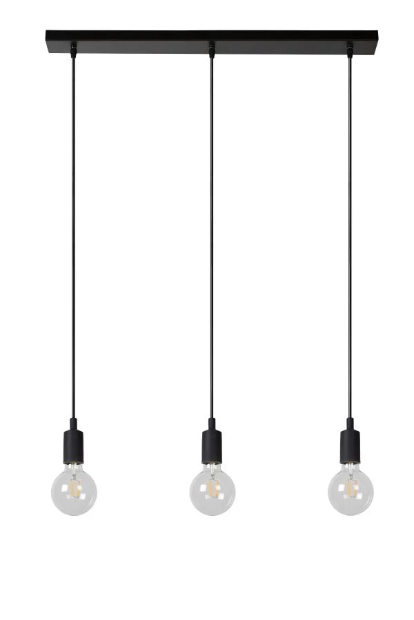 Lucide FIX - Pendant light - 3xE27 - Black - off